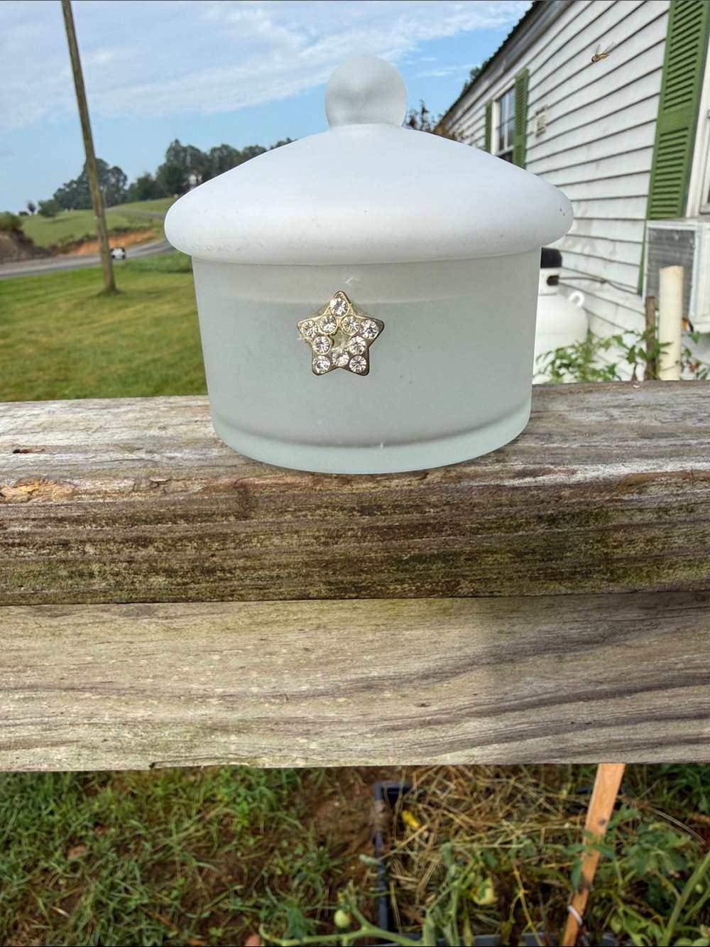Vintage Frosted Glass powder jar